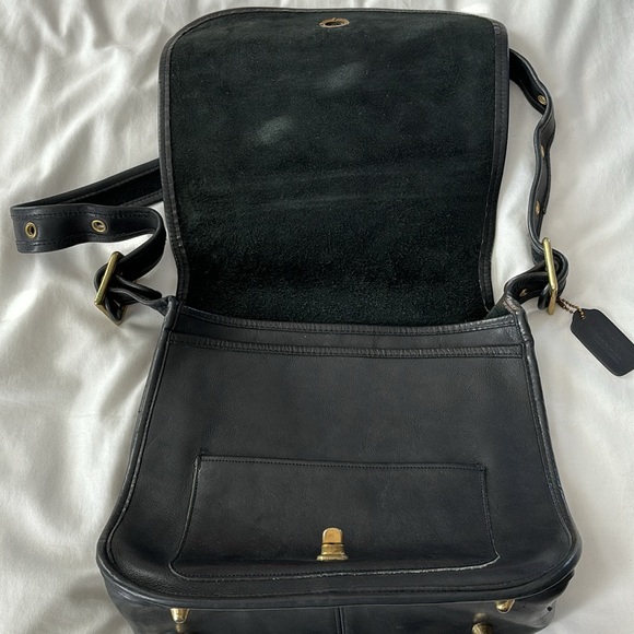 Vintage Coach Stewardess Bag Black Crossbody Messanger Bag - Picture 4 of 16